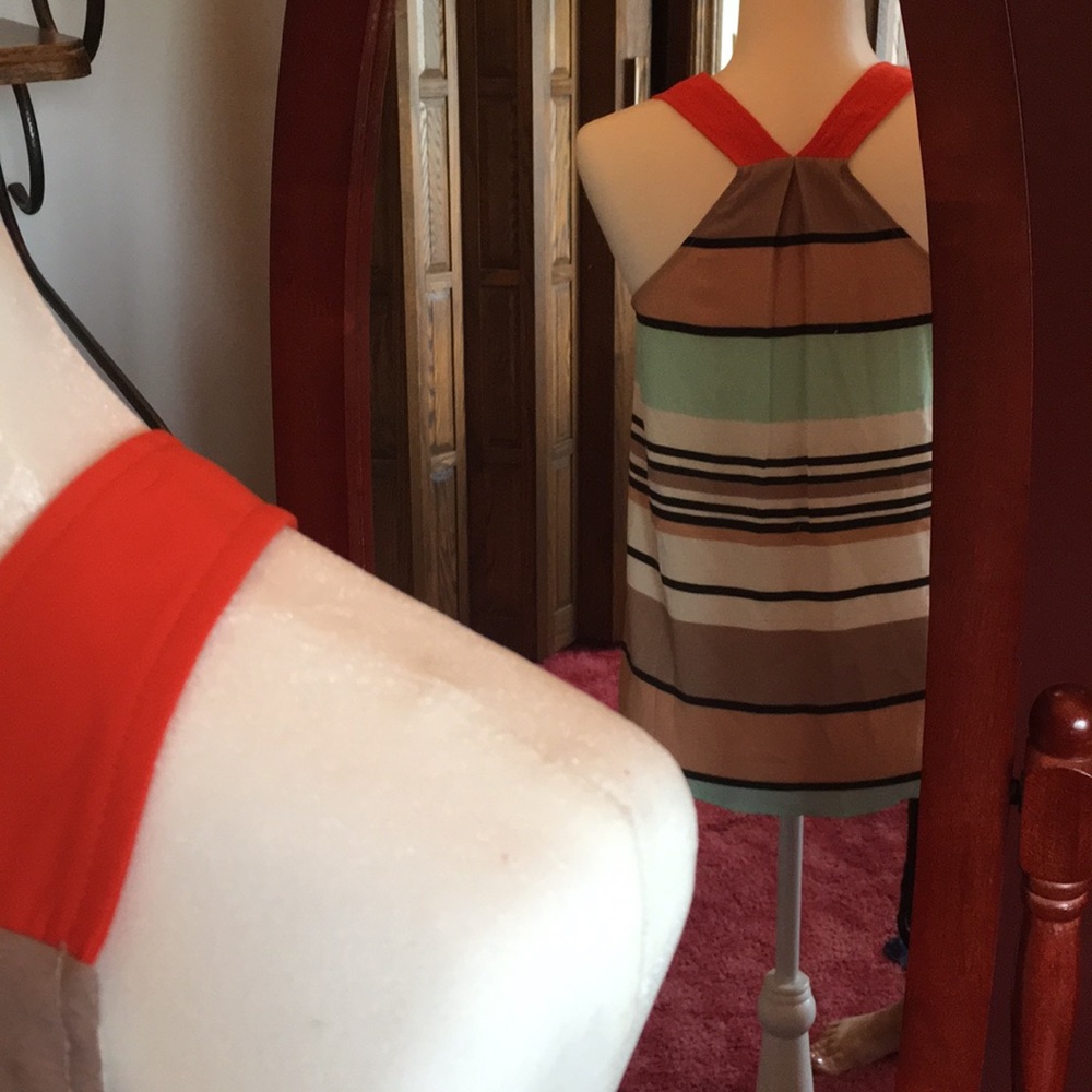 Silky striped halter top blouse - Picture 3 of 5
